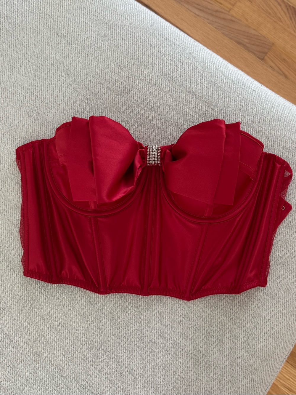 Victoria's Secret Red Strapless Bustier with Decorative Bow